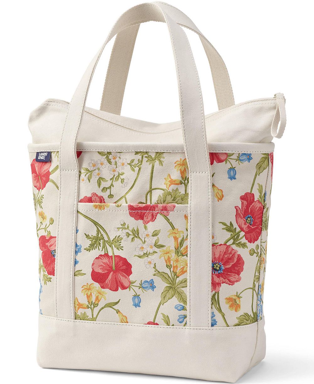 Lands' End Zip Top Canvas Tote Bag