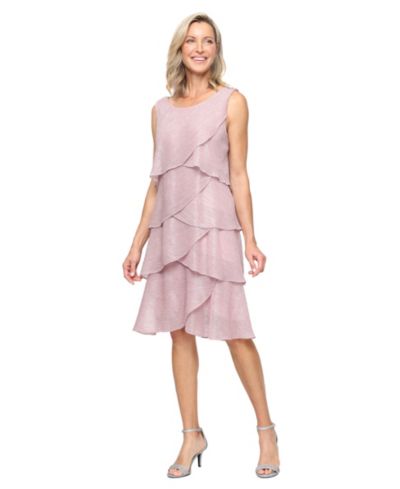 SL Fashions Petite Укороченное платье миди многоярусное A-Line