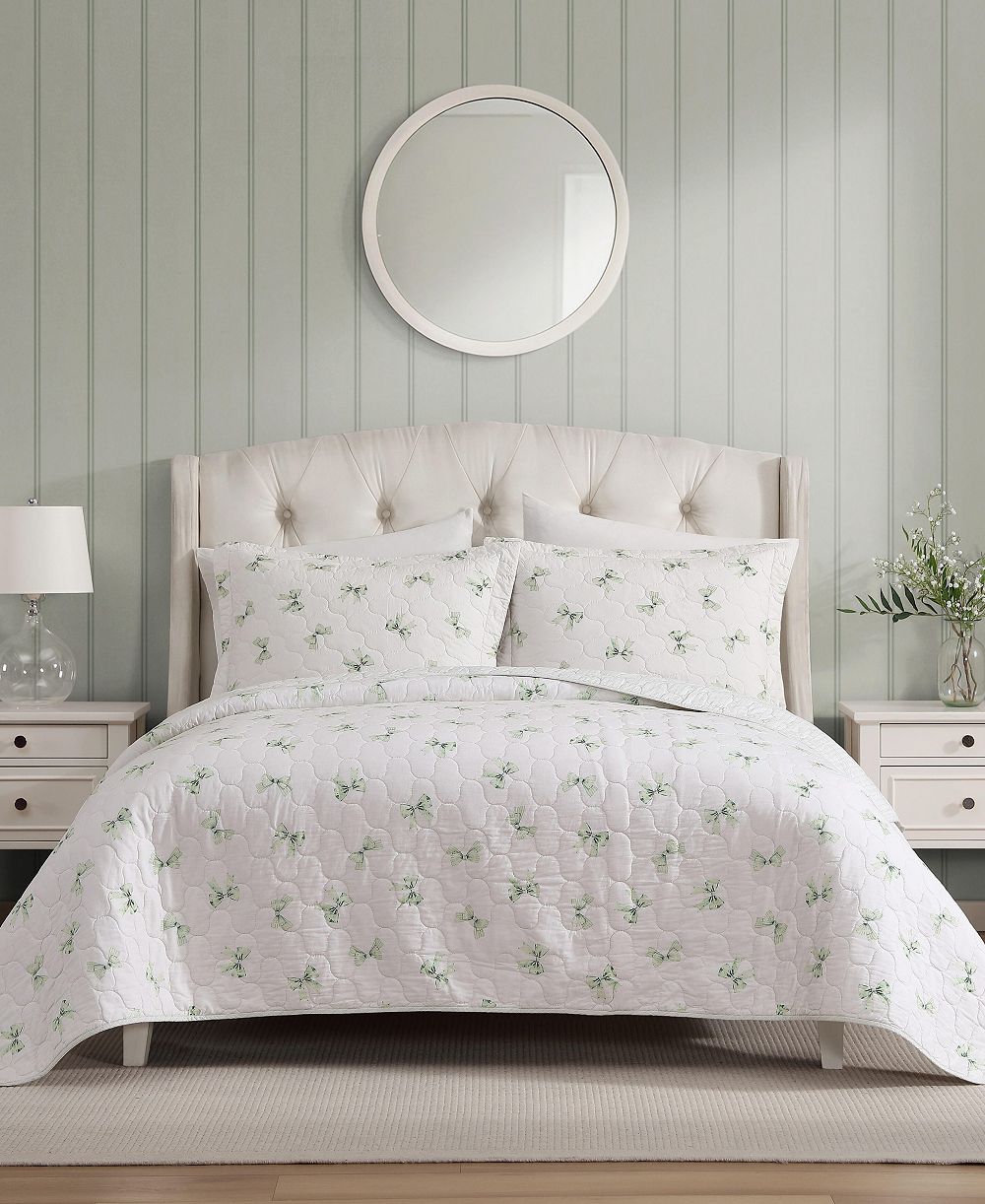 Laura Ashley Bouncy Bows Реверсивный комплект из 3 стеганых покрывал, King