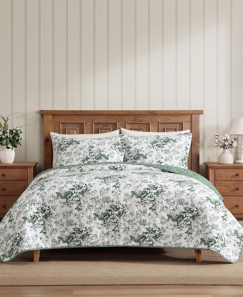 Стягатель двусторонний Laura Ashley Toile Delight 3-Pc. Quilt Set, Full/Queen