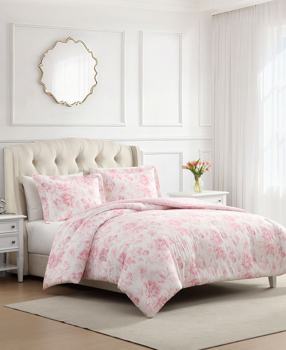 Laura Ashley Anja Textured Toile 3-Pc. Comforter Set, Full/Queen