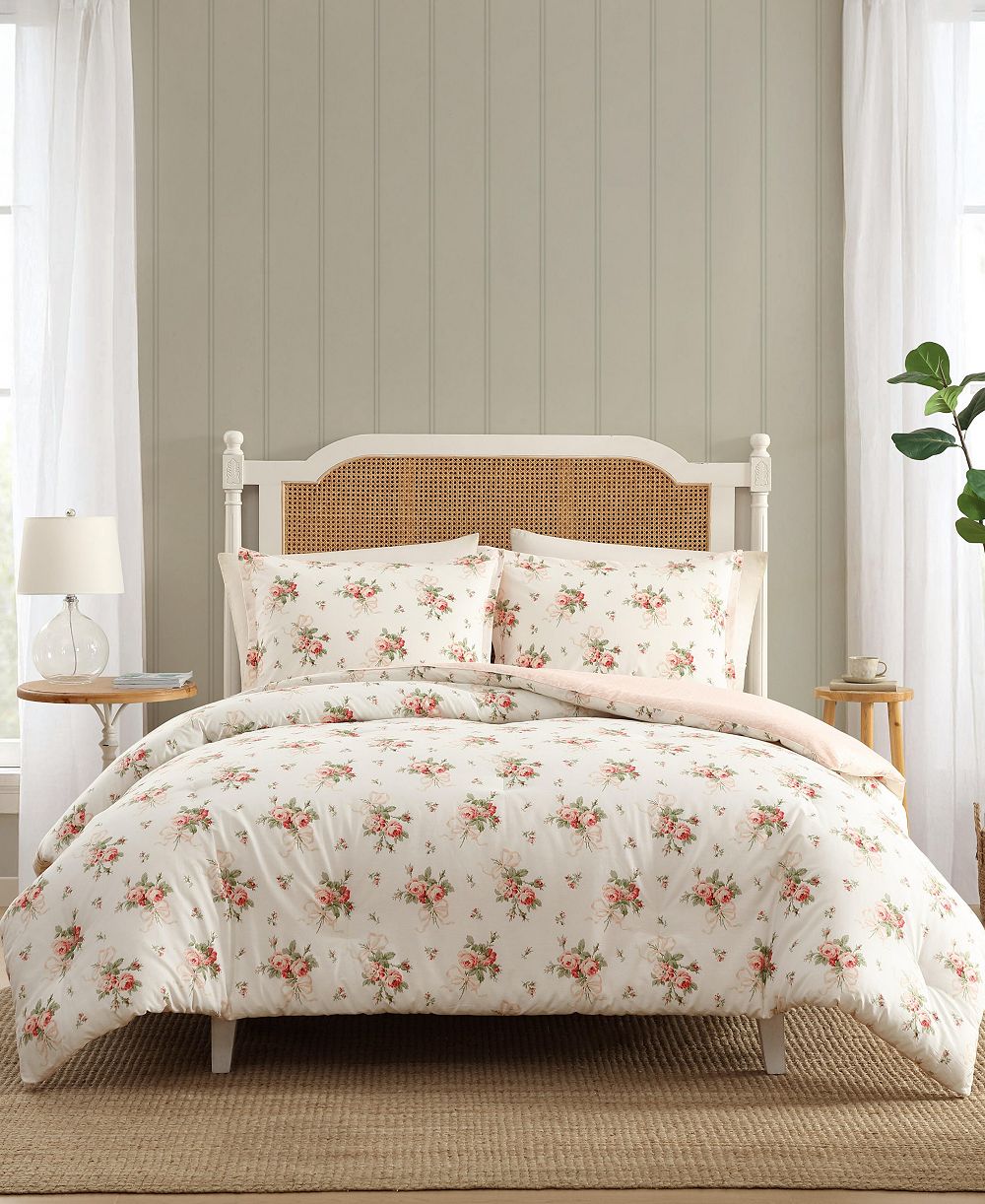 Laura Ashley Ribbon Bouquet 3-Pc. Comforter Set, Full/Queen