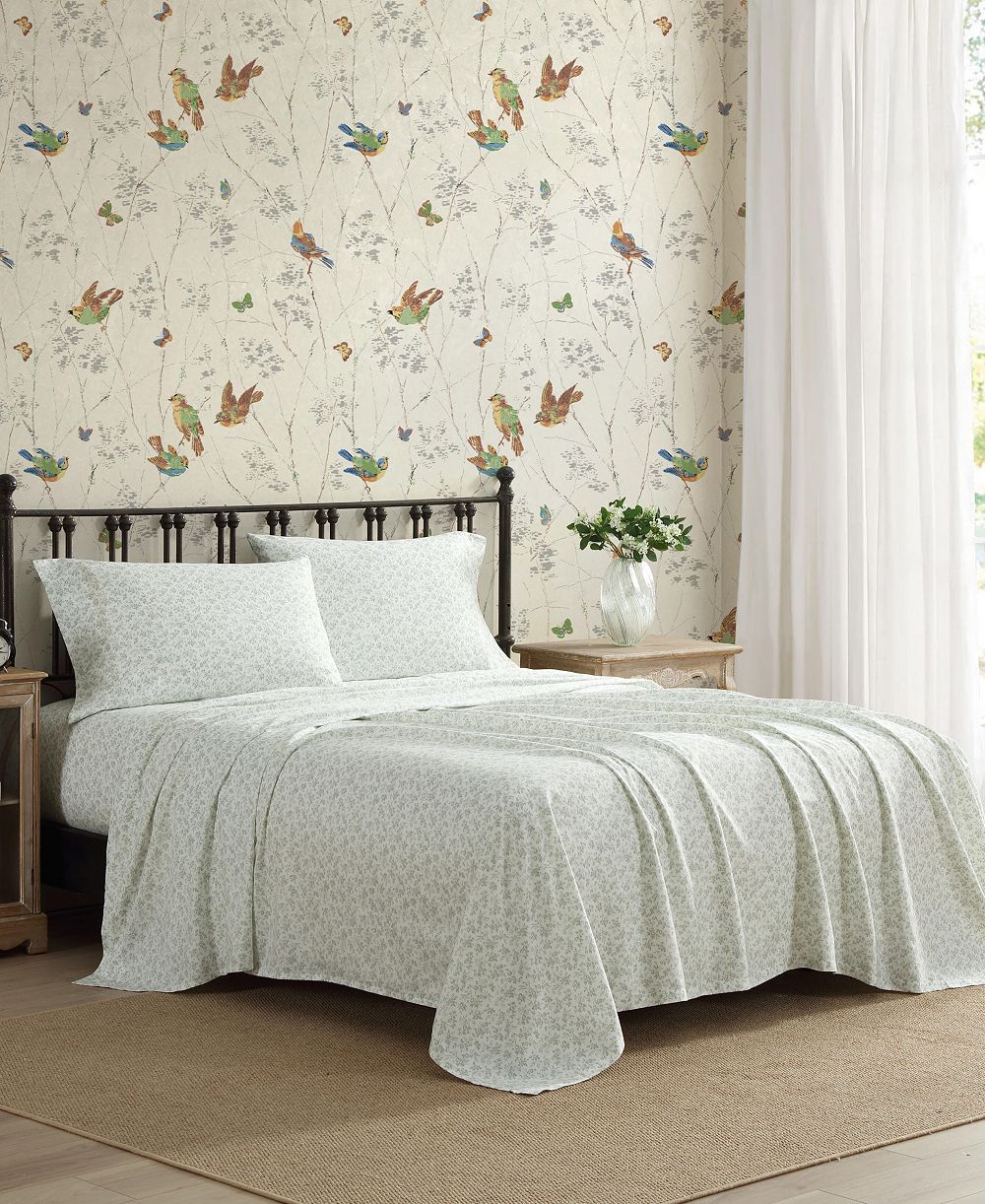 Laura Ashley Комплект постельного белья из сатина хлопка Floral Toile, Full