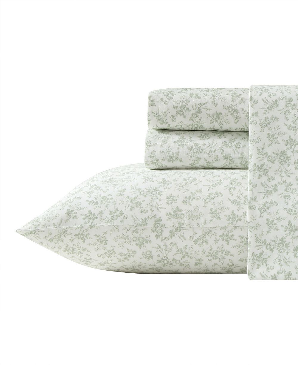 Комплект постельного белья Laura Ashley Floral Toile 300-Thread Count Cotton Sateen, 4-Pc., Queen