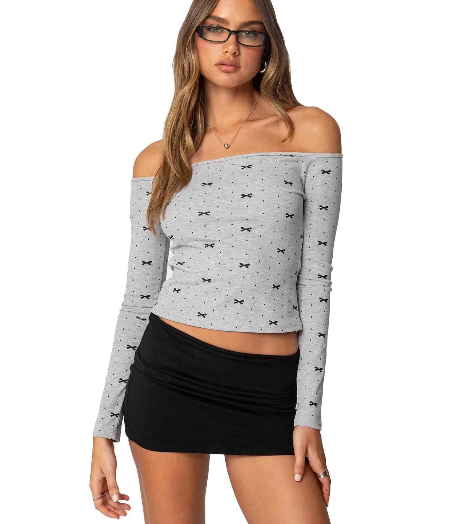 Топ Edikted Women's Ryna Bows and Dots Off Shoulder