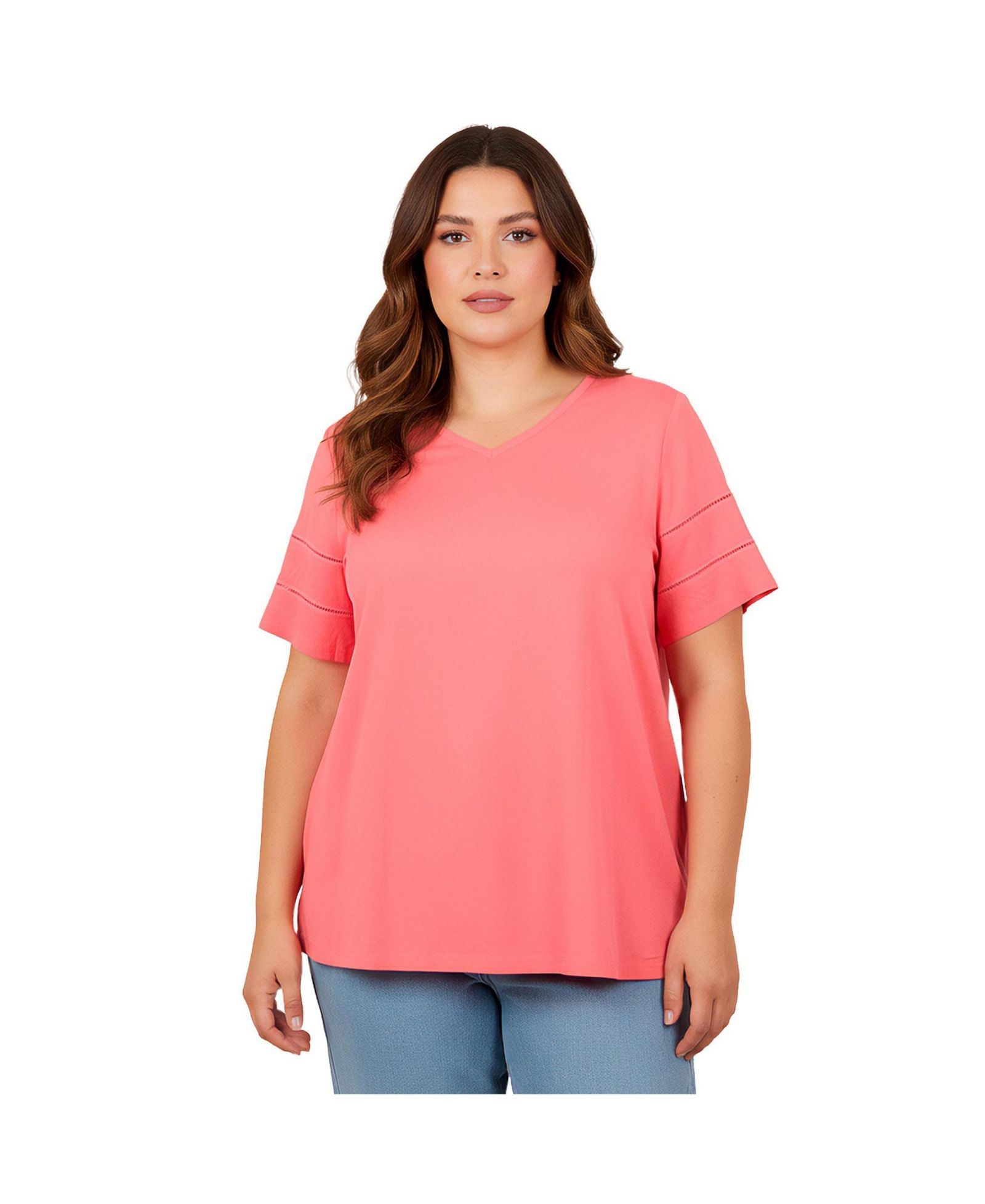 Женский топ AVENUE Openwork Trim Short Sleeve