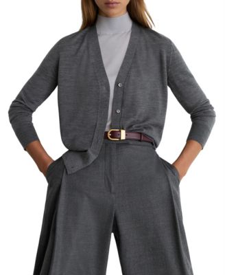 Женский кардиган REISS Simi из шерсти мериноса с V-образным вырезом и длинным рукавом