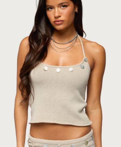 Edikted Women's Nicca Iridescent Knit Halter Top