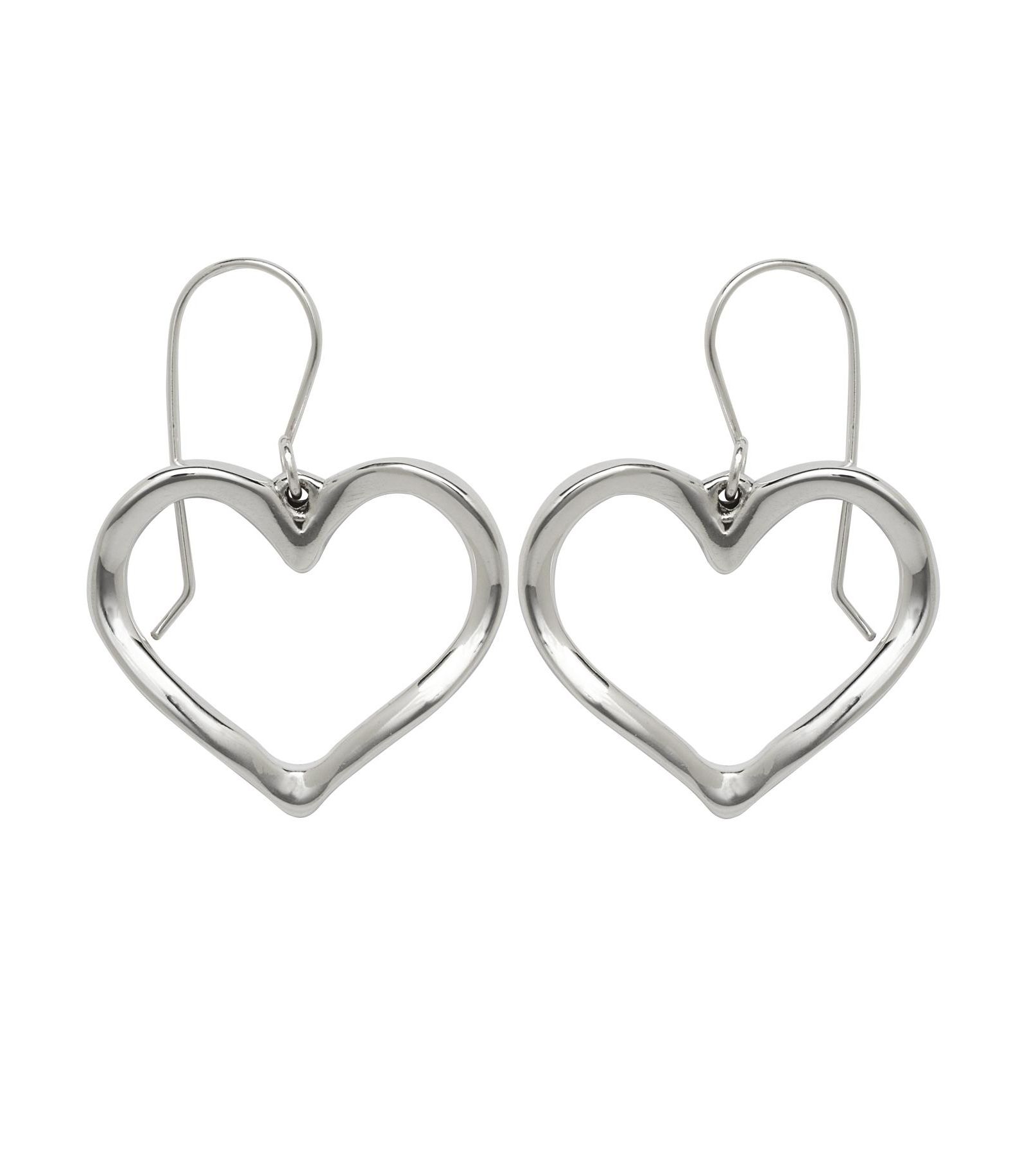 Серьги Curata Jewelry 925 Sterling Silver Large Open Heart Dangle Hook