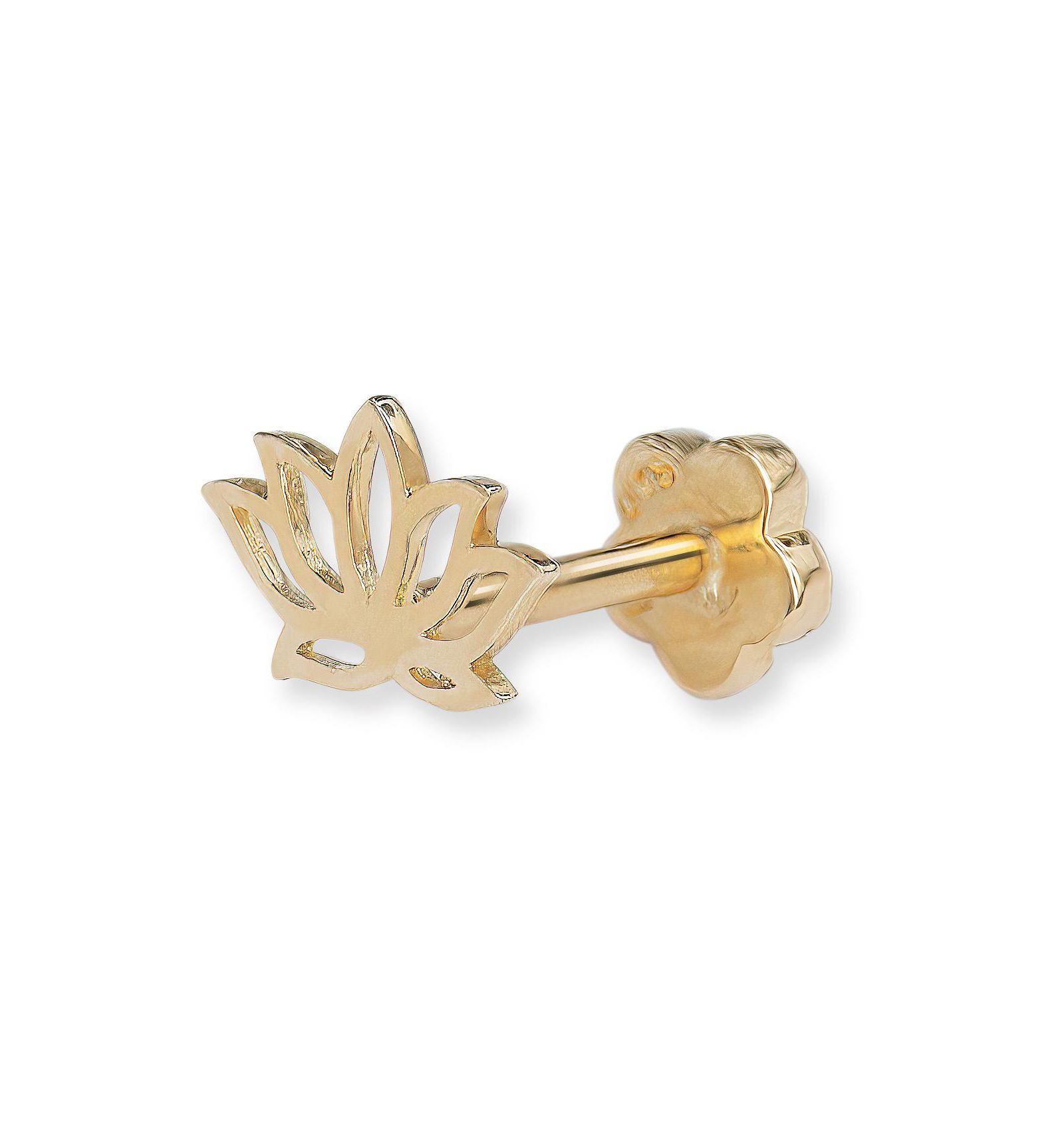 Curata Jewelry серьга-лабрет для хряща из полированного 14k желтого золота в форме цветка лотоса
