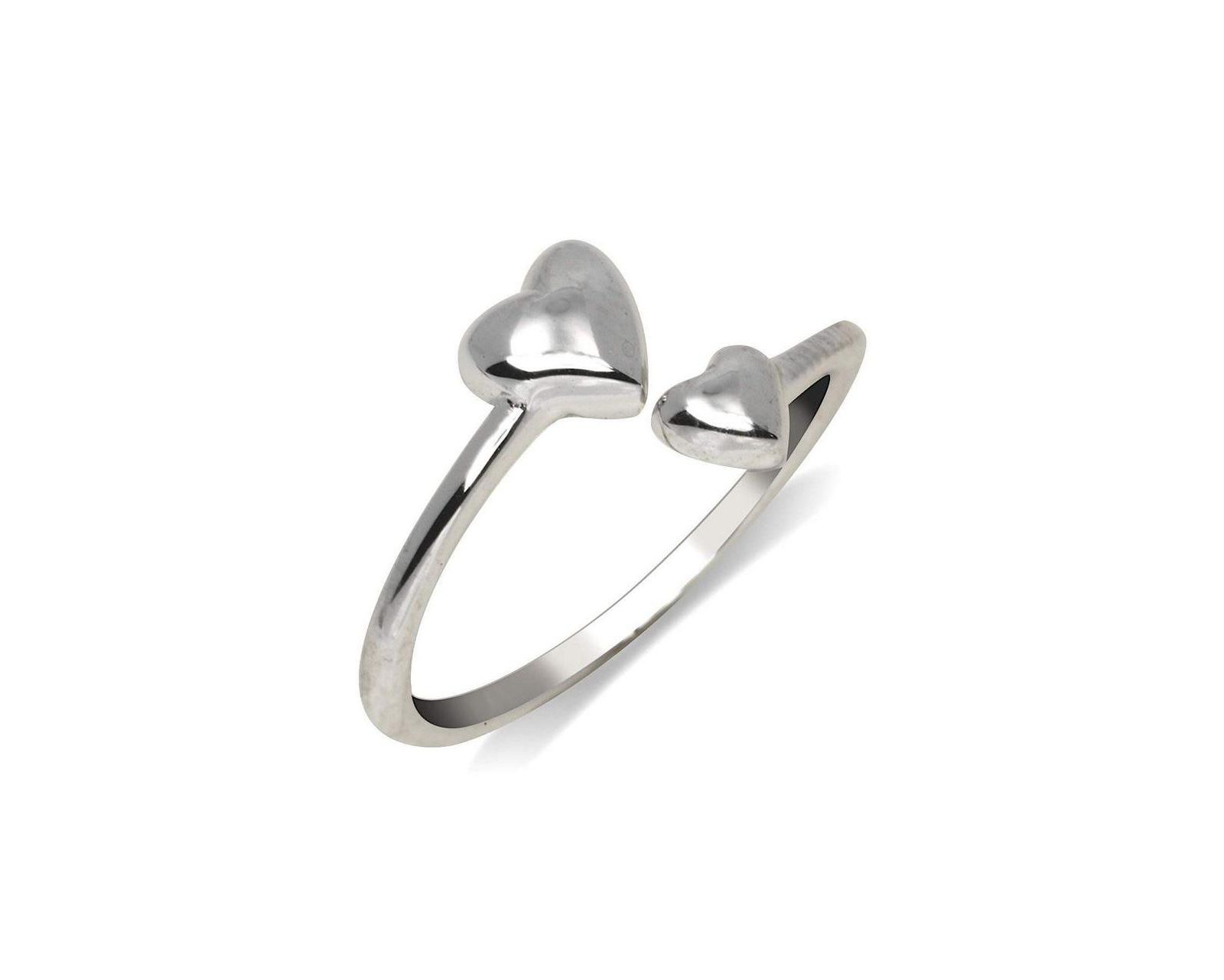 Curata Jewelry Кольцо для пальца ног с двойным сердцем, 10k Yellow или White Gold, 3mm Polished Adjustable