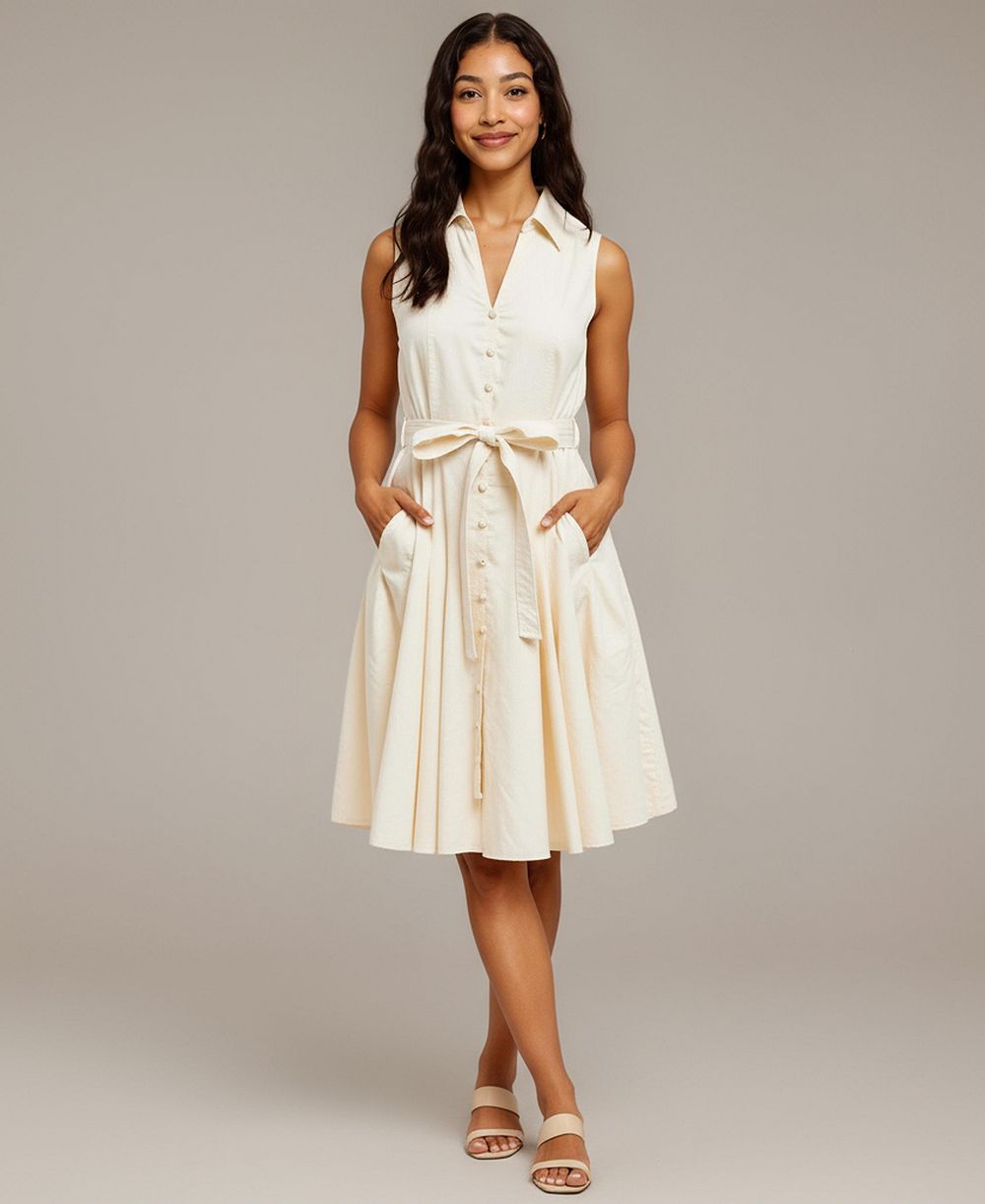 Женское платье Modenaire Sleeveless Button-Front Fit-and-Flare