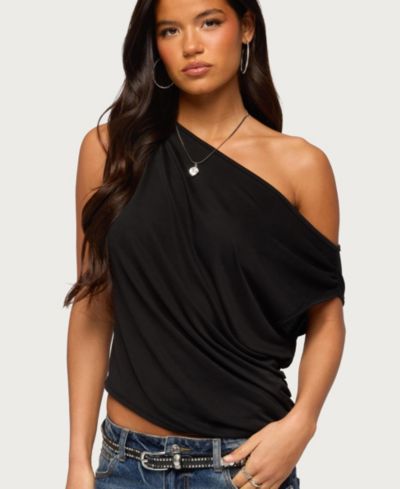 Edikted Women's Ofelia Asymmetric Off Shoulder Ruched Top