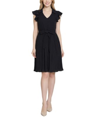 NY Collection Women's Plissé Pleated Short-Sleeve Dress