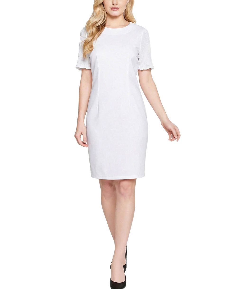 NY Collection Women's Plissé Pleated Short-Sleeve Dress