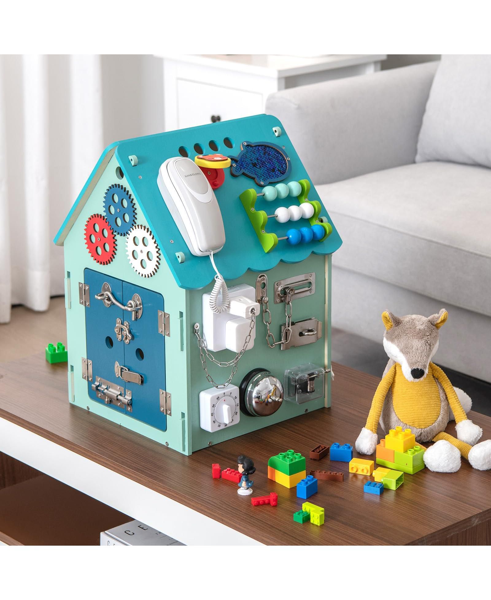 Детская игровая палатка Mecale Montessori с сенсорными играми и внутренним хранением, синяя