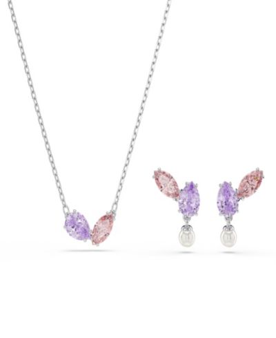 Ariana Grande x Swarovski® Rhodium Plated Multicolored Necklace and Earrings Set