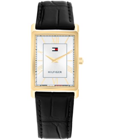 Tommy Hilfiger Men's Quartz Black Leather Watch, 25.5 mm