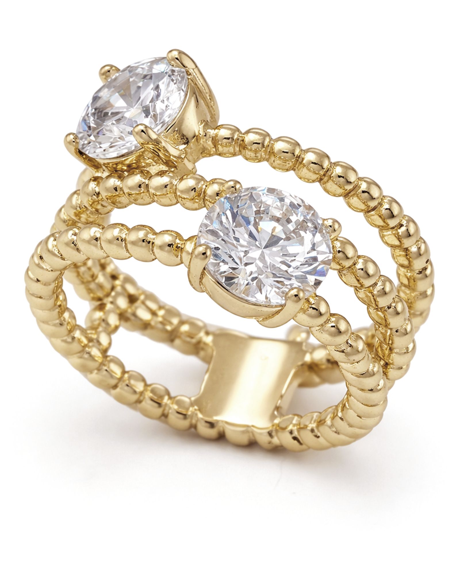 And Now This Clear Cubic Zirconia Bubble Textured Multi-Band Ring