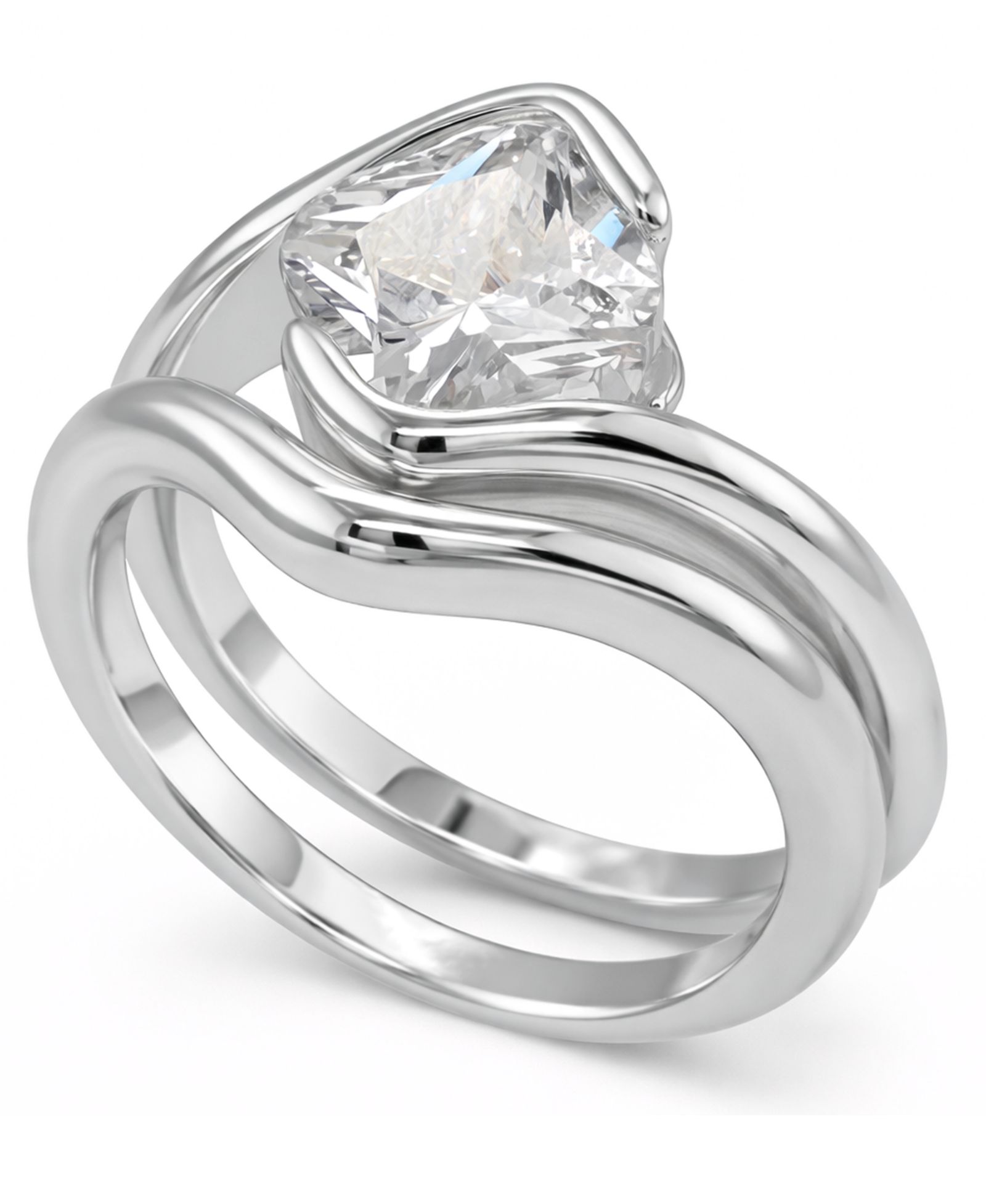 And Now This Clear Cubic Zirconia Wavy Stack Ring Set