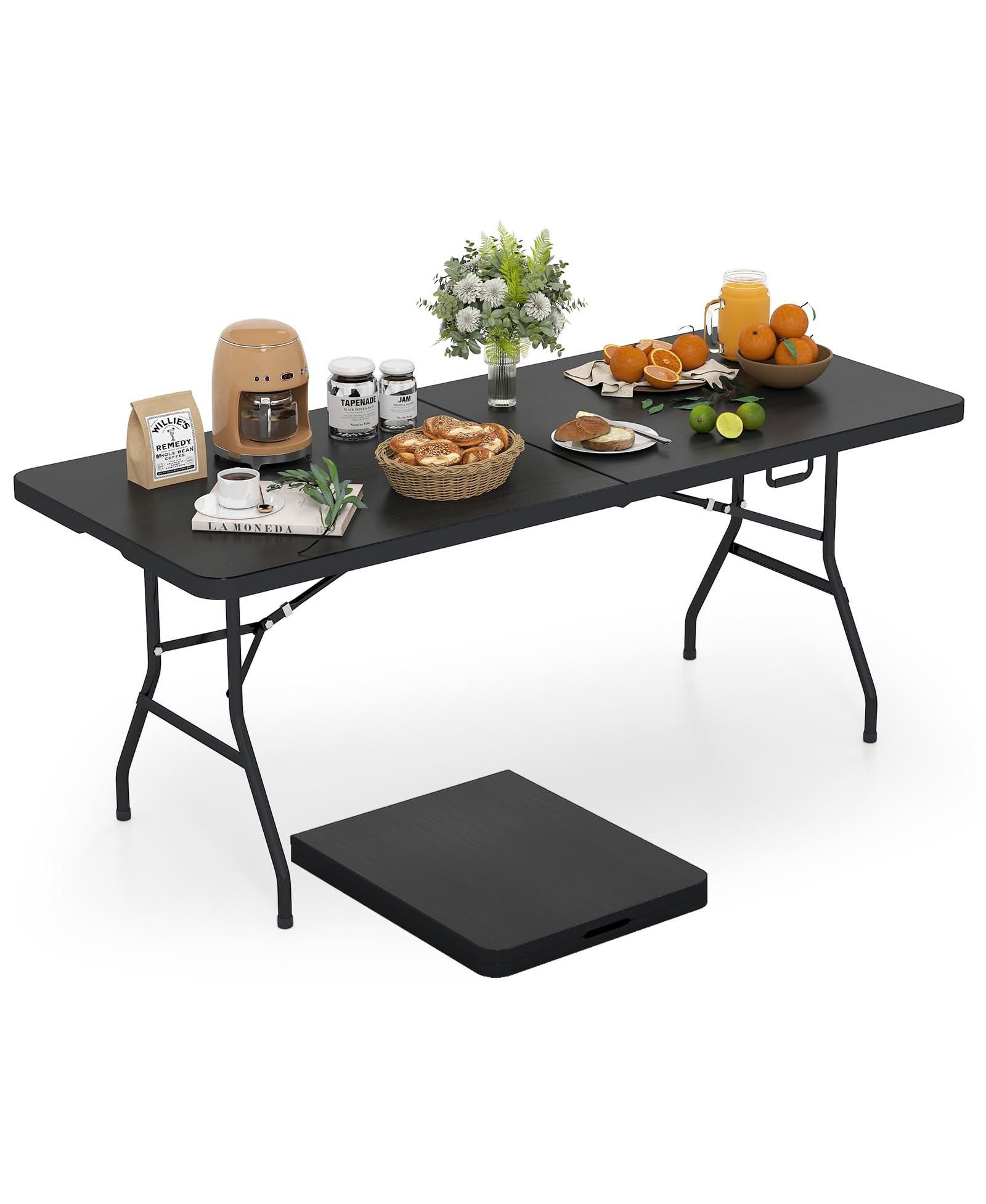 Mecale Portable Folding Camping Table with Carry Handle, Picnic Outdoor Table