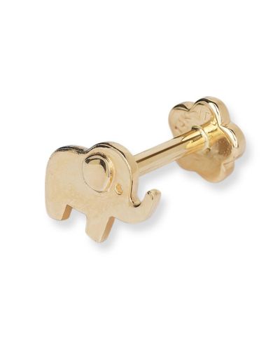 Серьга-лабрет Curata Jewelry 14k Yellow Gold Cubic Zirconia Small Elephant Cartilage Flat-back
