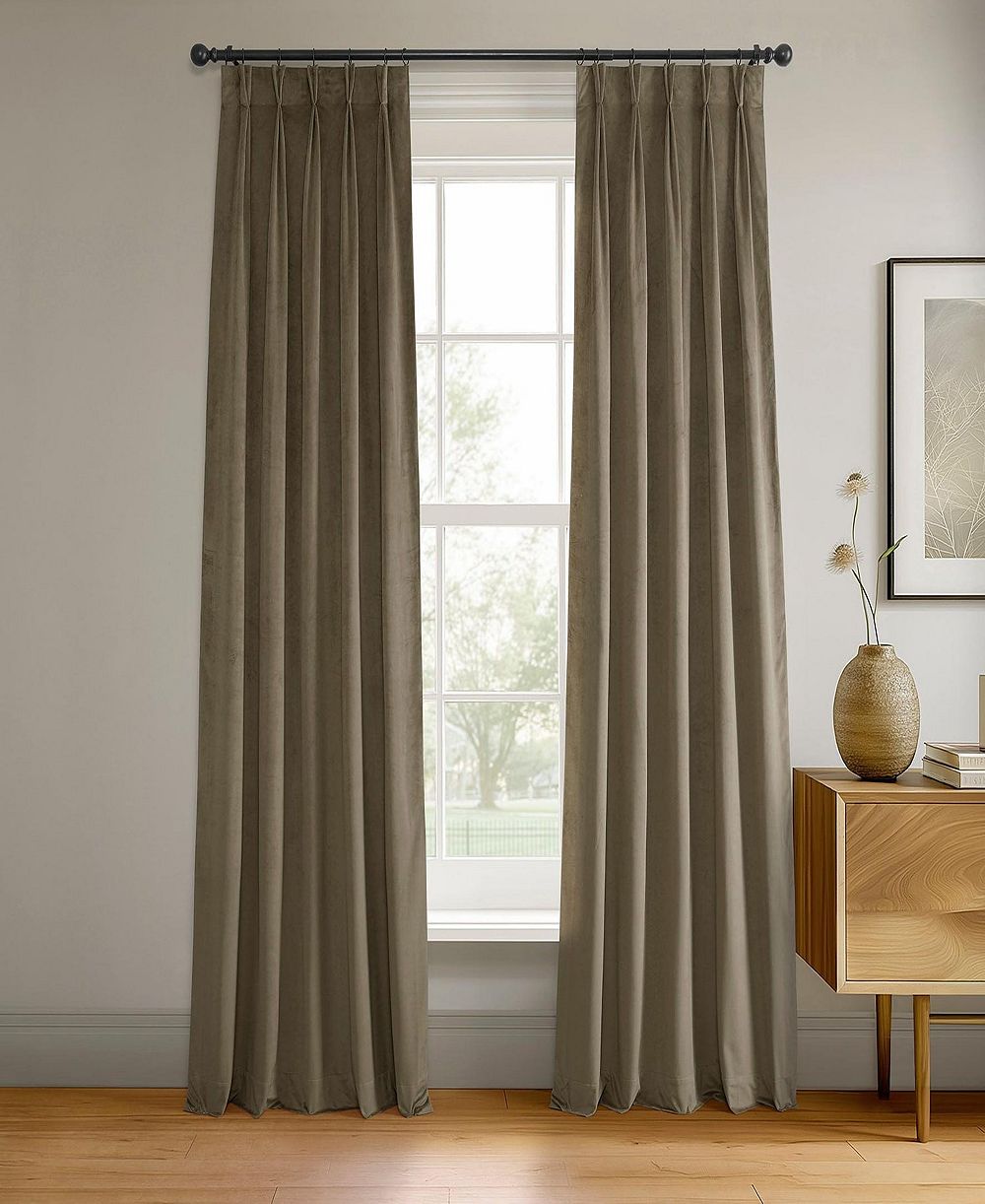 Half Price Drapes Блэкаут шторы из бархата с французской складкой, черные