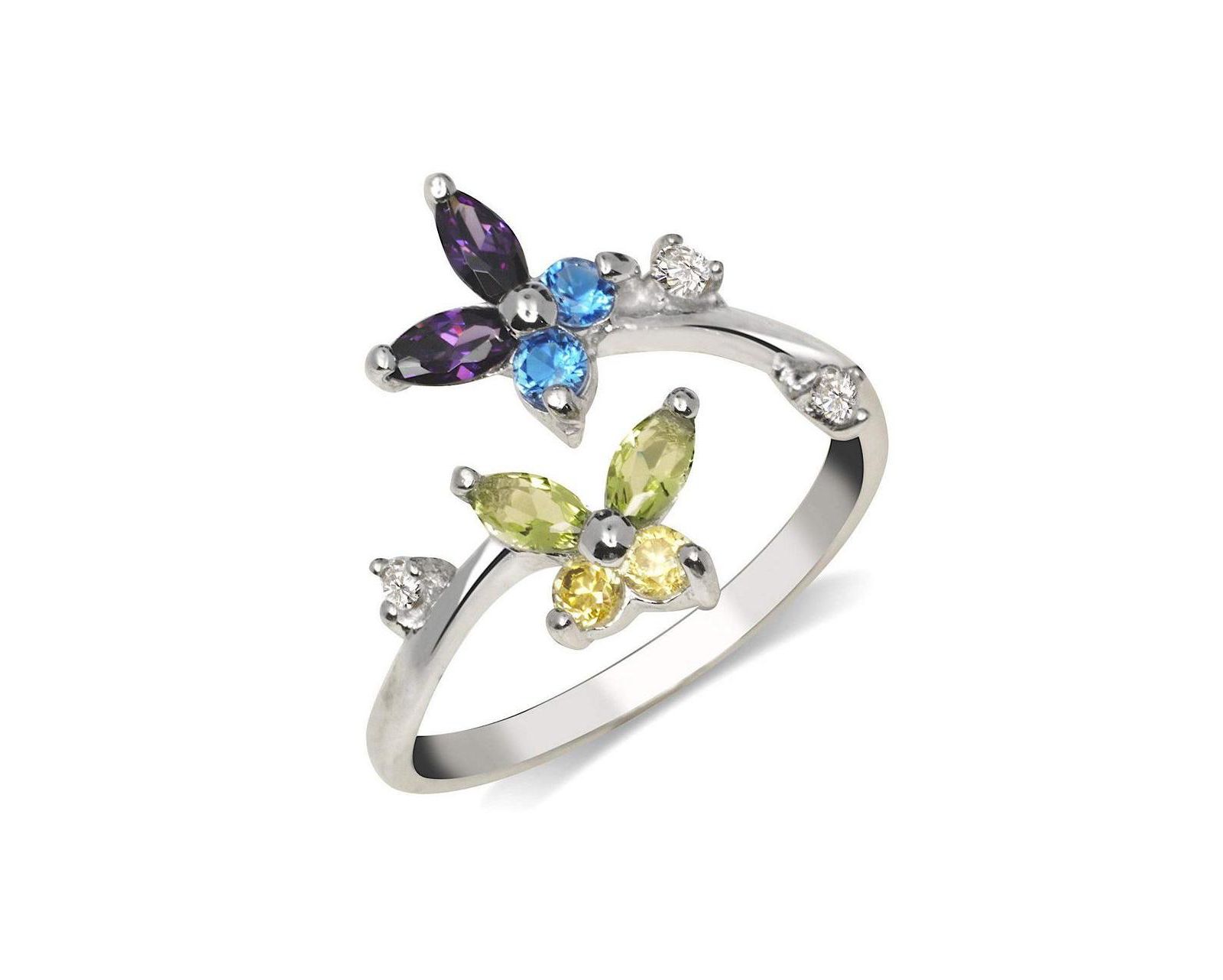 Curata Jewelry Solid 10K Gold Colorful Cubic Zirconia Butterfly Toe Ring.