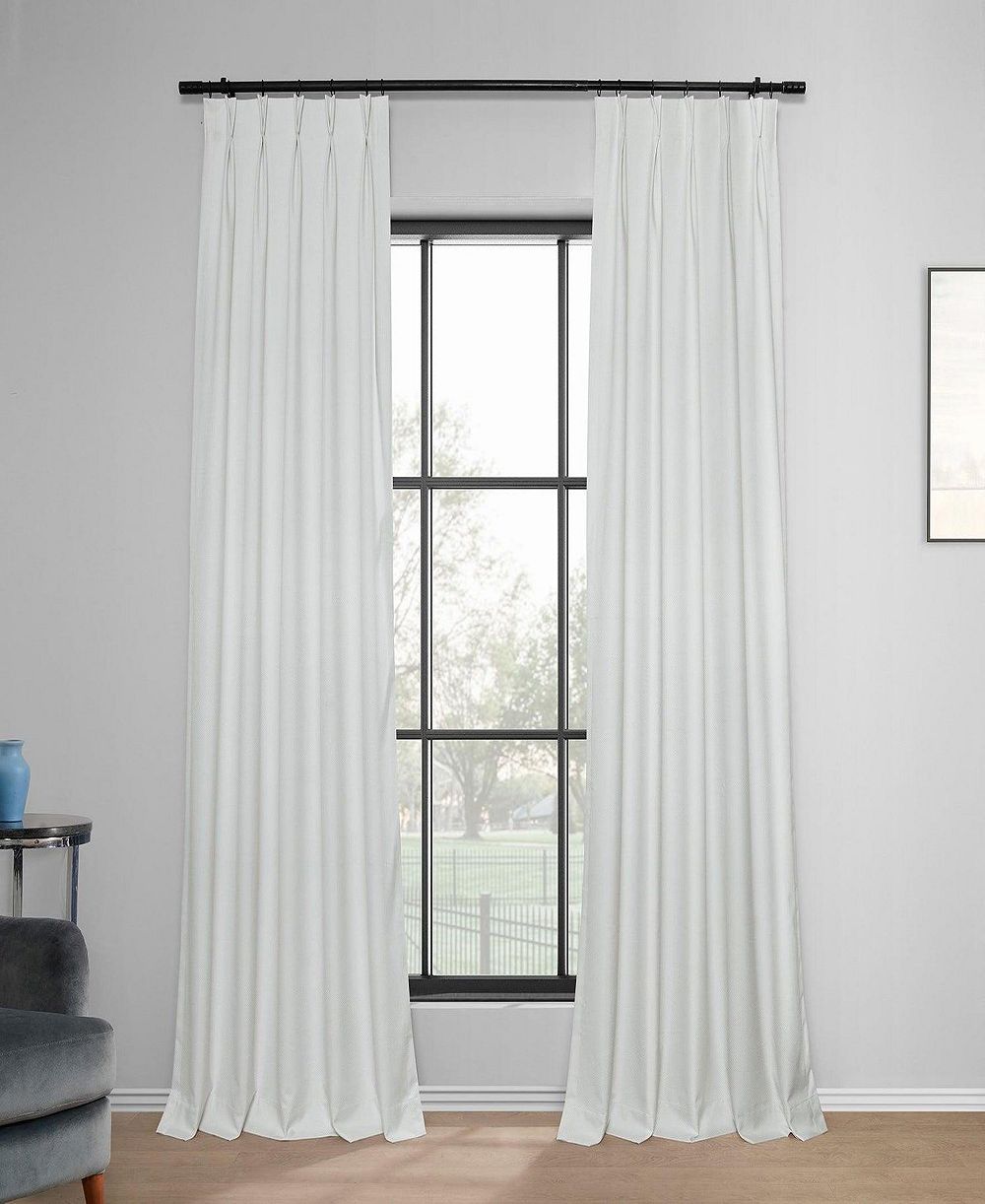 Half Price Drapes Шторы с французской складкой из льняной ткани Performance Linen для отелей, черные блэкаут
