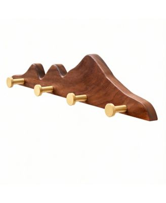 Декоративная настенная вешалка YIGII North American Walnut с латунными крючками