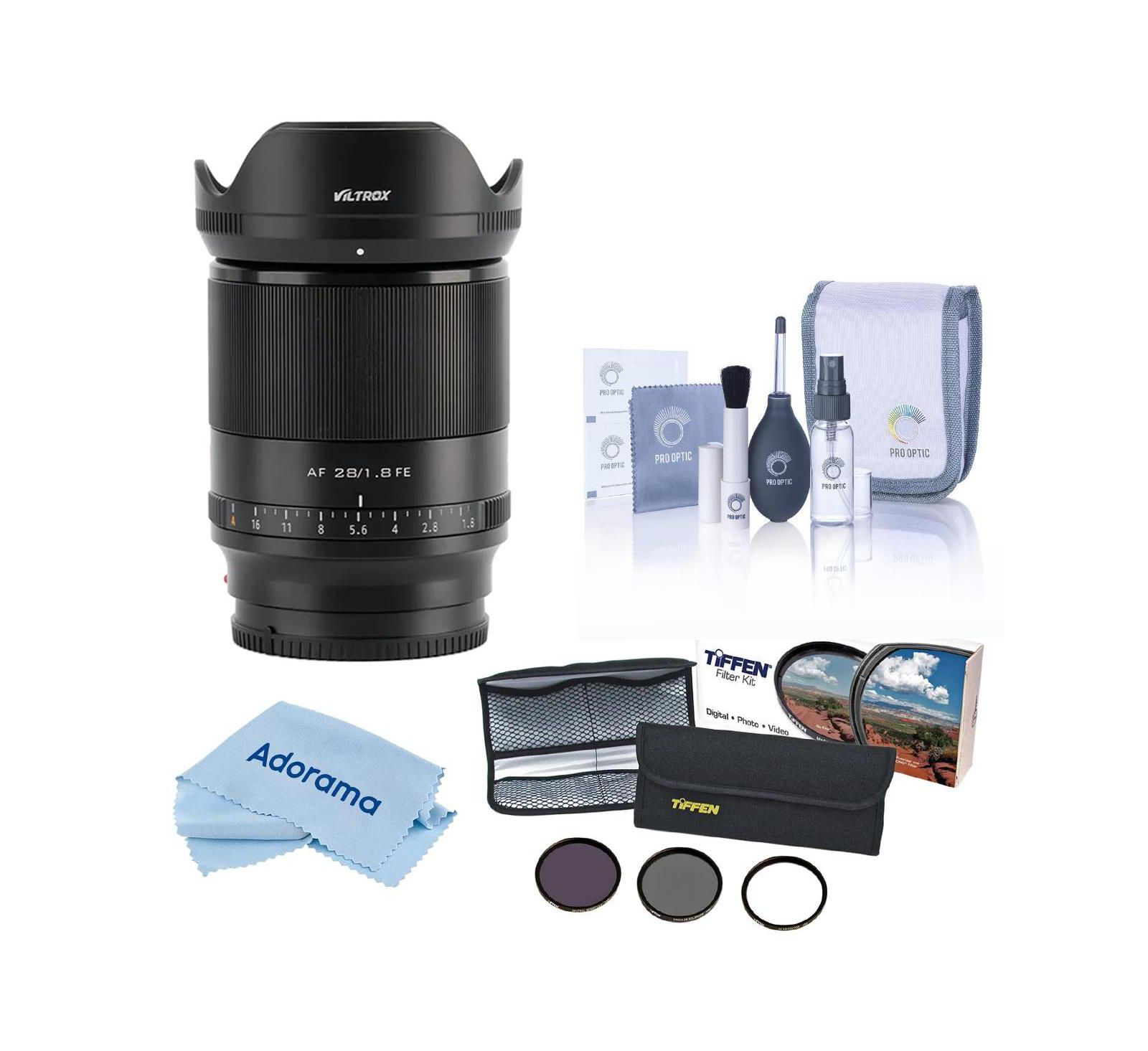 Объектив Viltrox AF 28mm f/1.8 STM для Sony E, комплект с фильтрами и набором для чистки