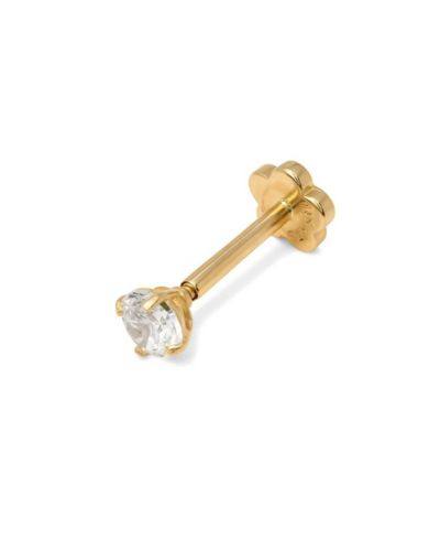 Серьга-лабрет Curata Jewelry с кубическим цирконием, 14k желтое или белое золото, 18G