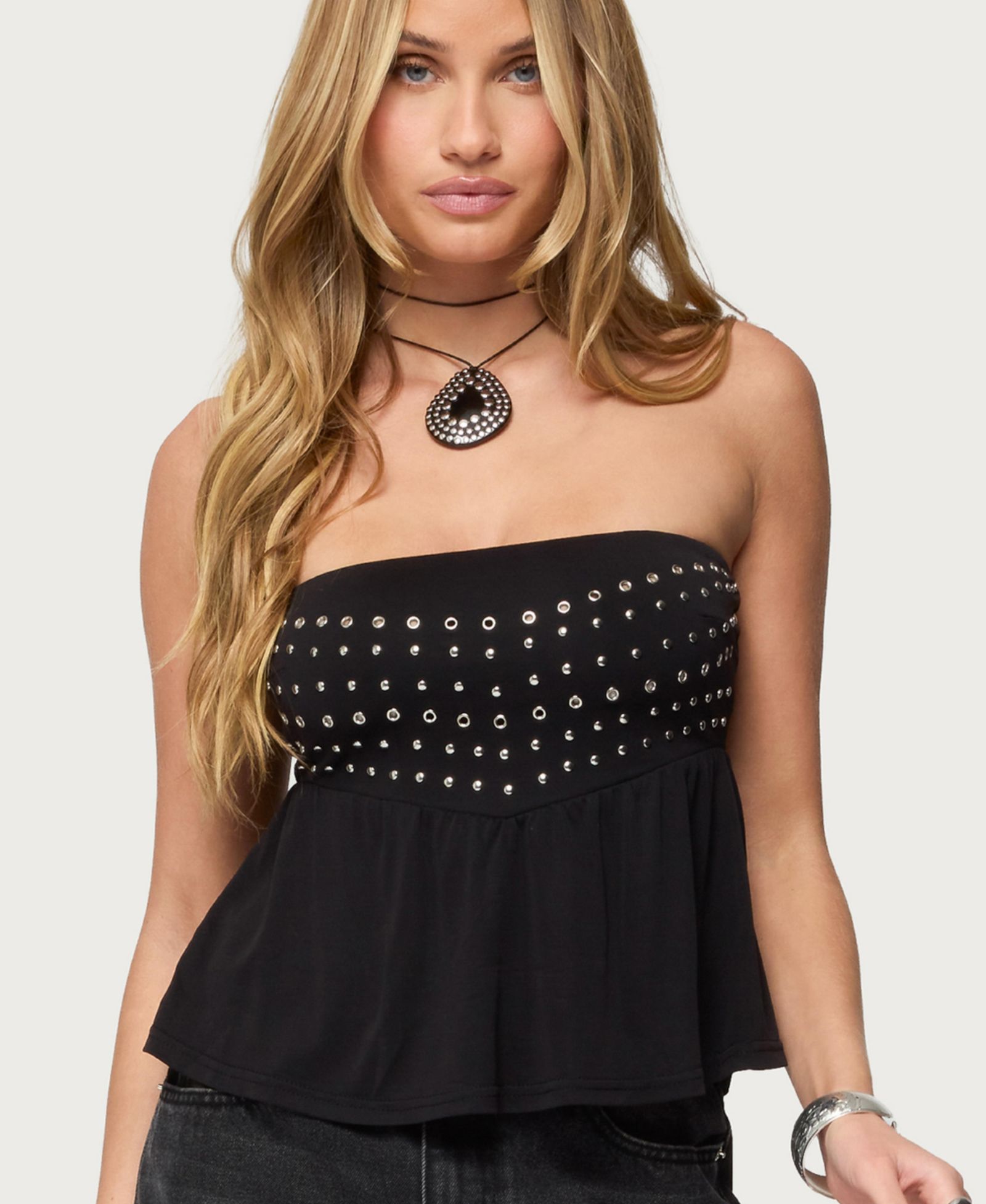 Edikted Women's Alease Stud & Grommet Strapless Top