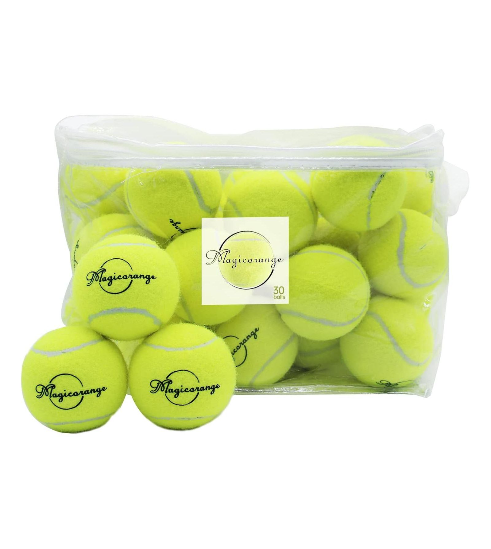 Pack of 30 Advanced Training Tennis Balls for Beginners Practice Balls with Durable Felt and Mesh Carrying Bag for All Court Play