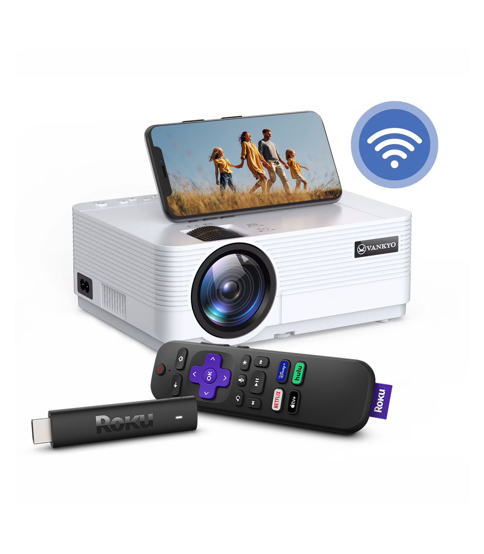 Портативный мини-проектор Vankyo Leisure 470 720p 120 люмен с Roku Streaming Stick