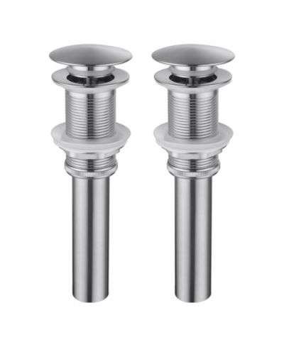 RAINSKEN 2 Pcs Bathroom Sink Drain without Overflow, 304 Stainless Steel Vessel Sink Pop-Up Drain Stopper - Brushed Nickel