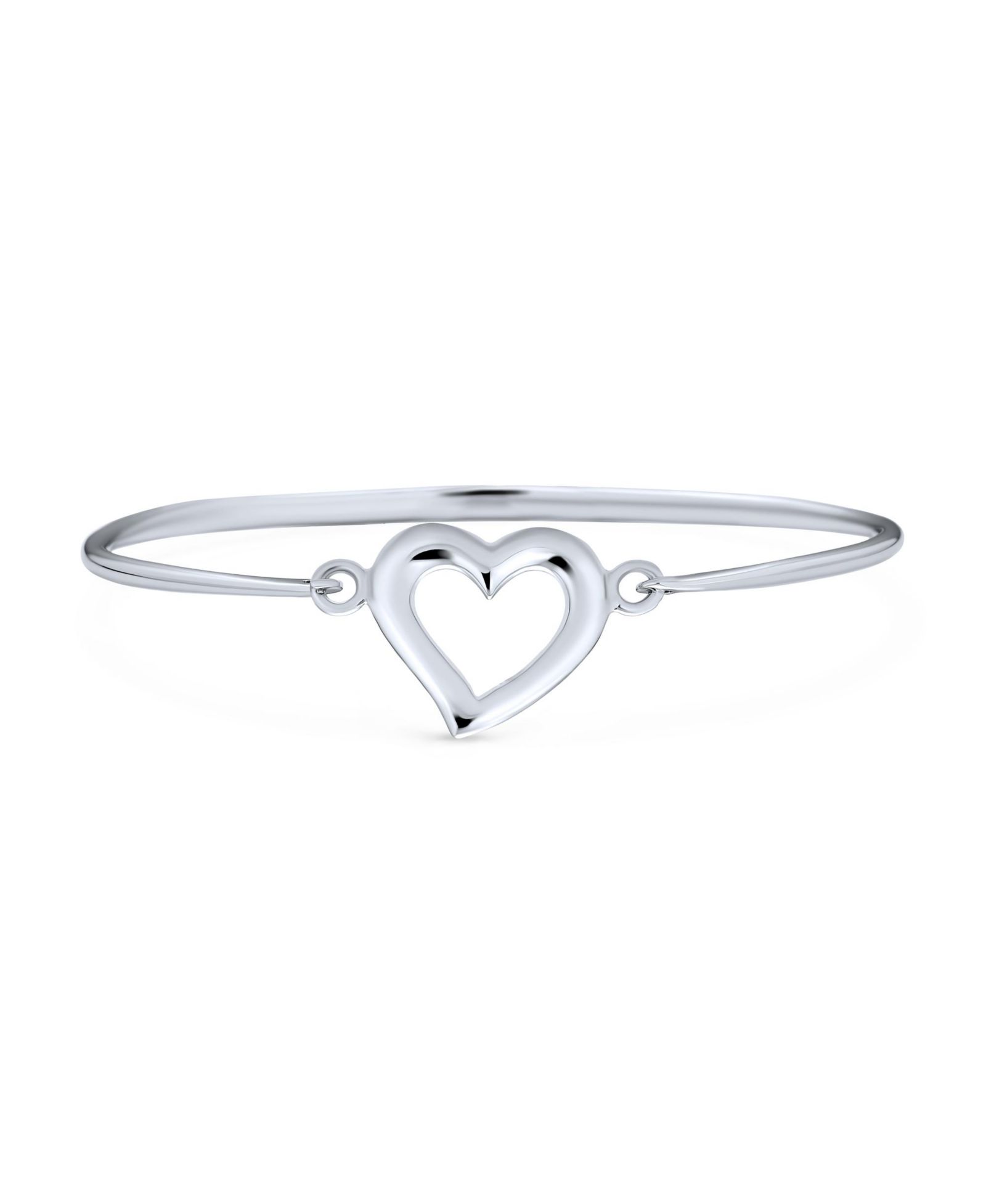 Bling Jewelry Romantic Open Heart Bangle Bracelet .925 Sterling Silver