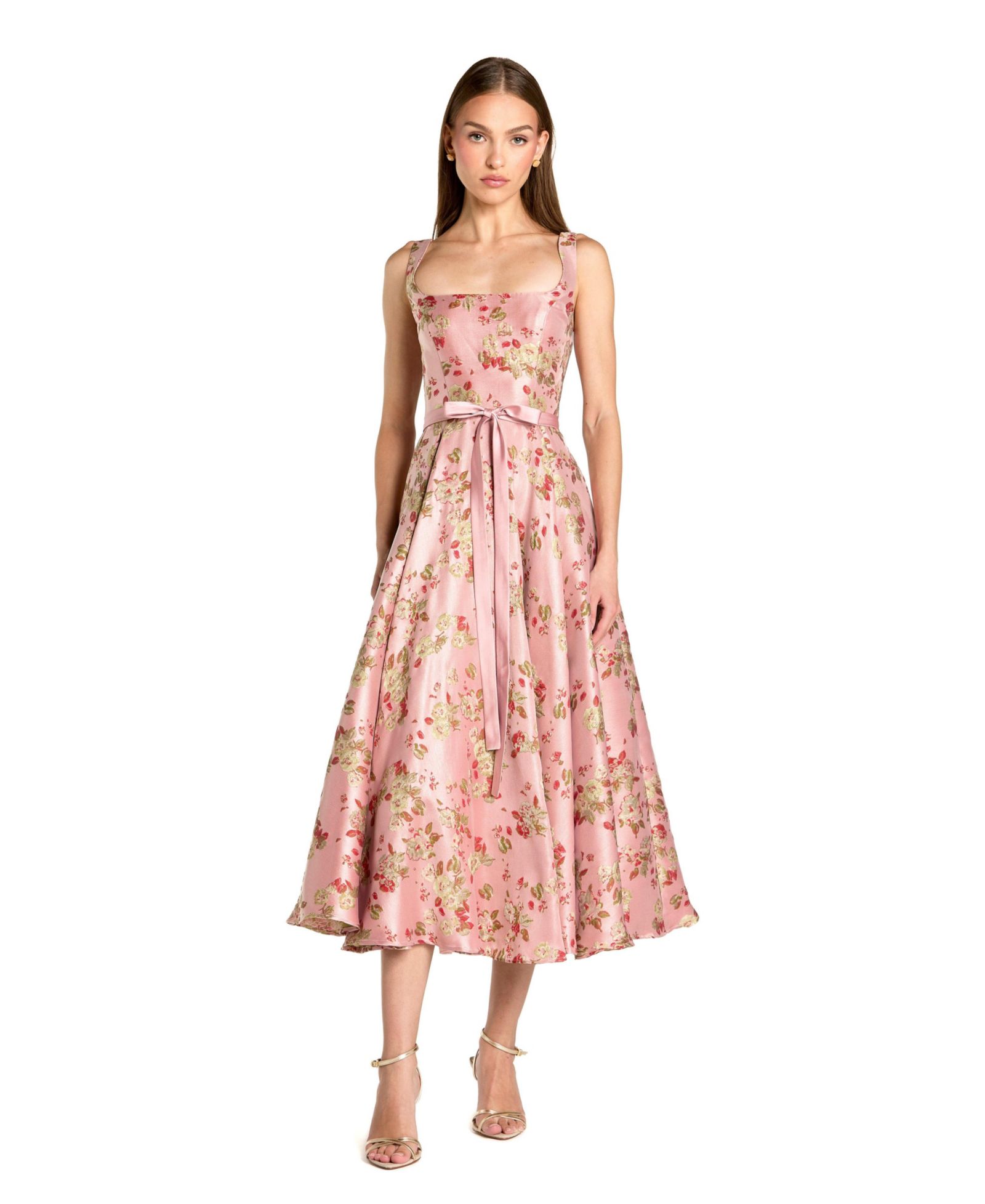Женское миди-платье Mac Duggal Sleeveless Brocade A Line