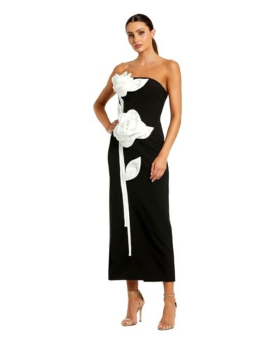Женское вечернее платье Mac Duggal с 3D цветами из атласа