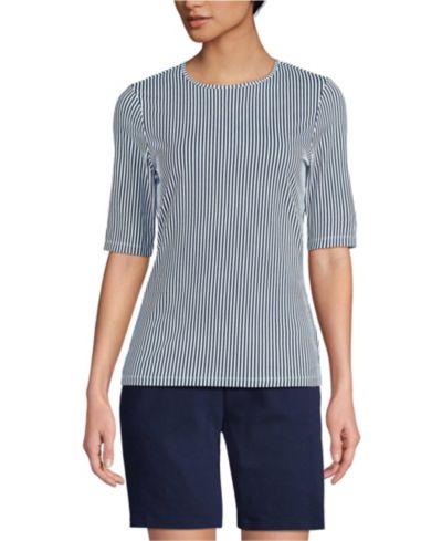 Футболка Lands' End Women's Elbow Sleeve Crewneck Garden Tee- Sunshade UPF 50 Quick Dry