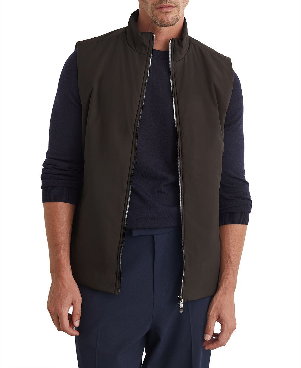 REISS Men's Axel Padded Funnel-Neck Two-Way Front Zip Vest