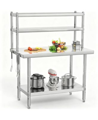 YIGII Stainless Steel Workbench with Shelves for Kitchen, Garage, Workshop