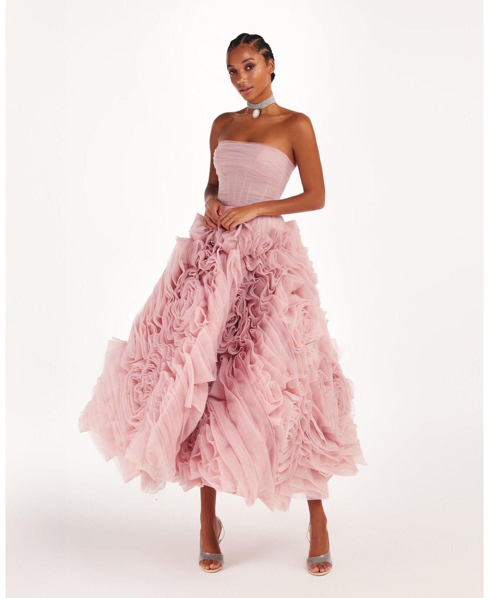 Milla Womens Dramatically Flowered Tulle Dress
