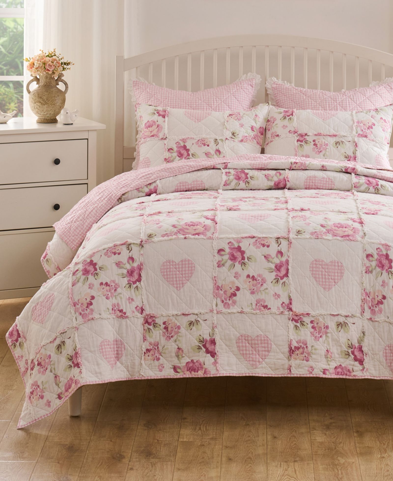 Комплект из 2 стеганых покрывал Greenland Home Fashions Veronica's Hearts Shabby Chic, Twin/Twin XL