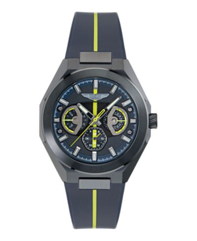 Мужские часы Aston Martin F1 Quartz Gunmetal Guilloche Silicone Strap 42mm