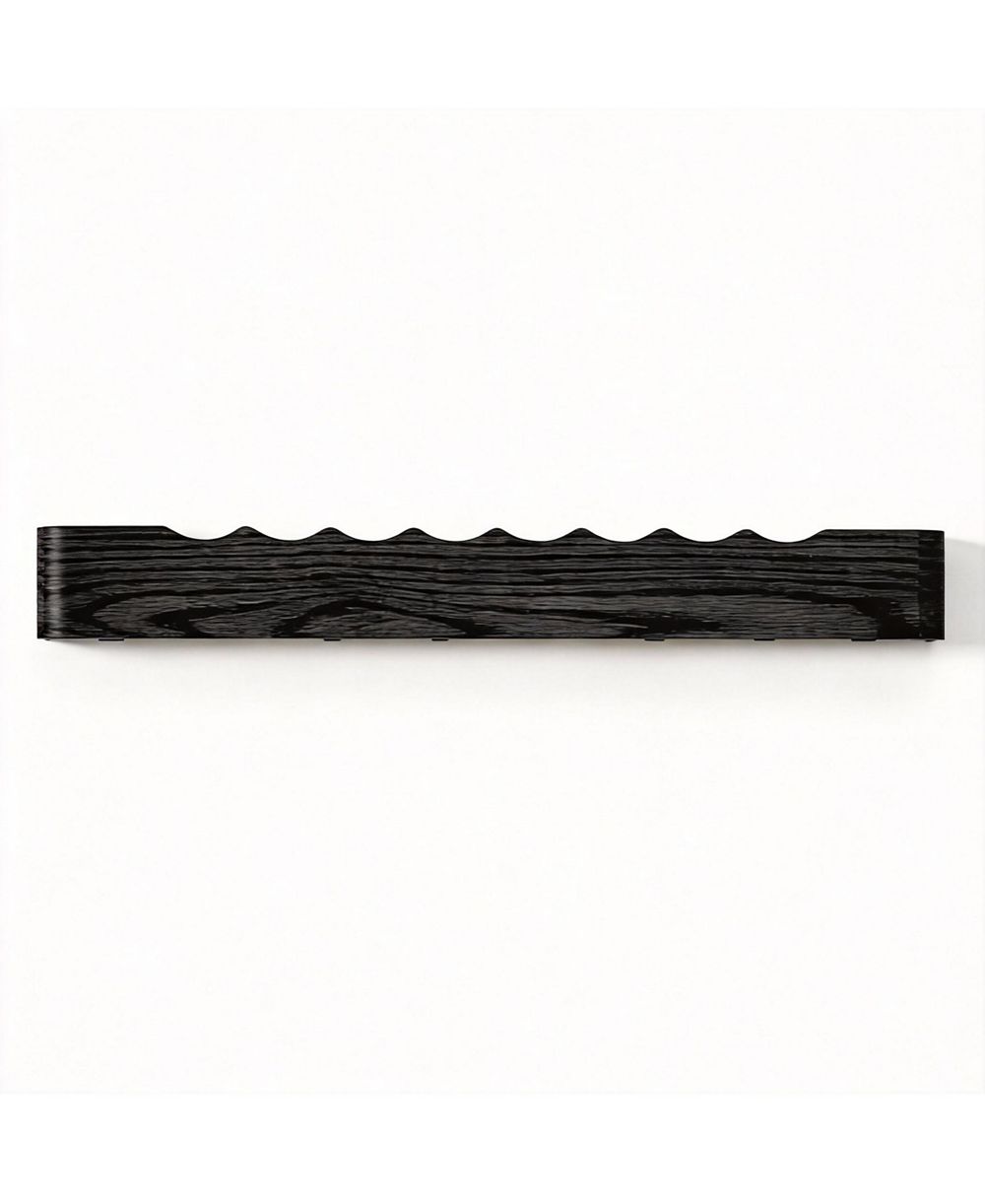 YIGII Modern Walnut Wood Wall Shelf with 8 Hooks for Home Decor and Storage