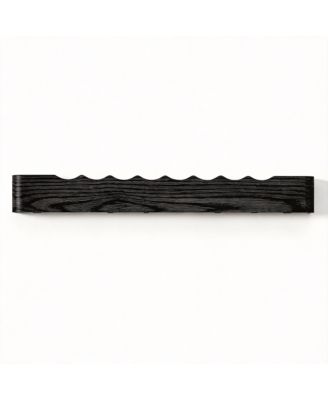YIGII Modern Walnut Wood Wall Shelf with 8 Hooks for Home Decor and Storage