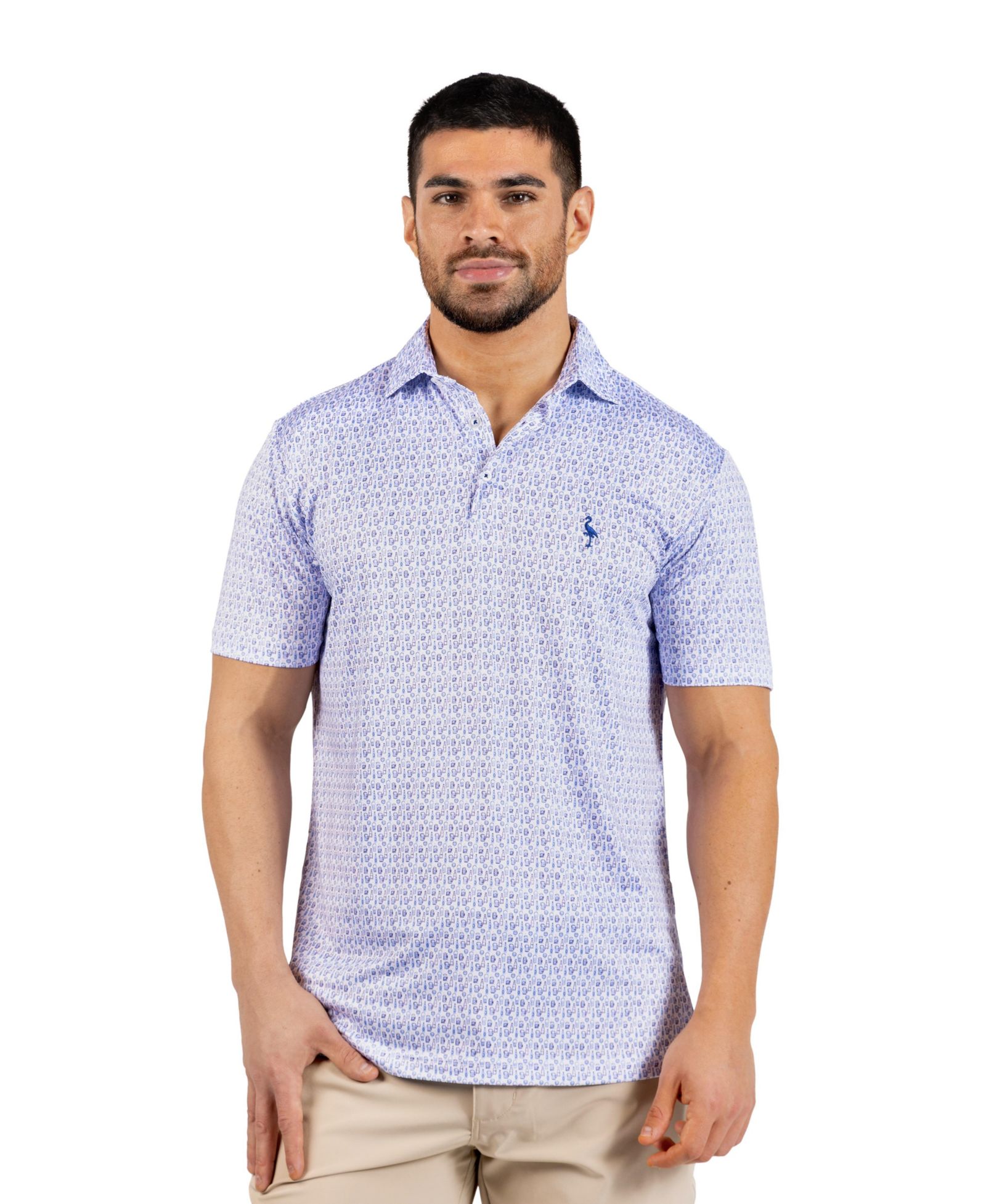 Tailorbyrd Men's Bottoms Up Printed Performance Polo