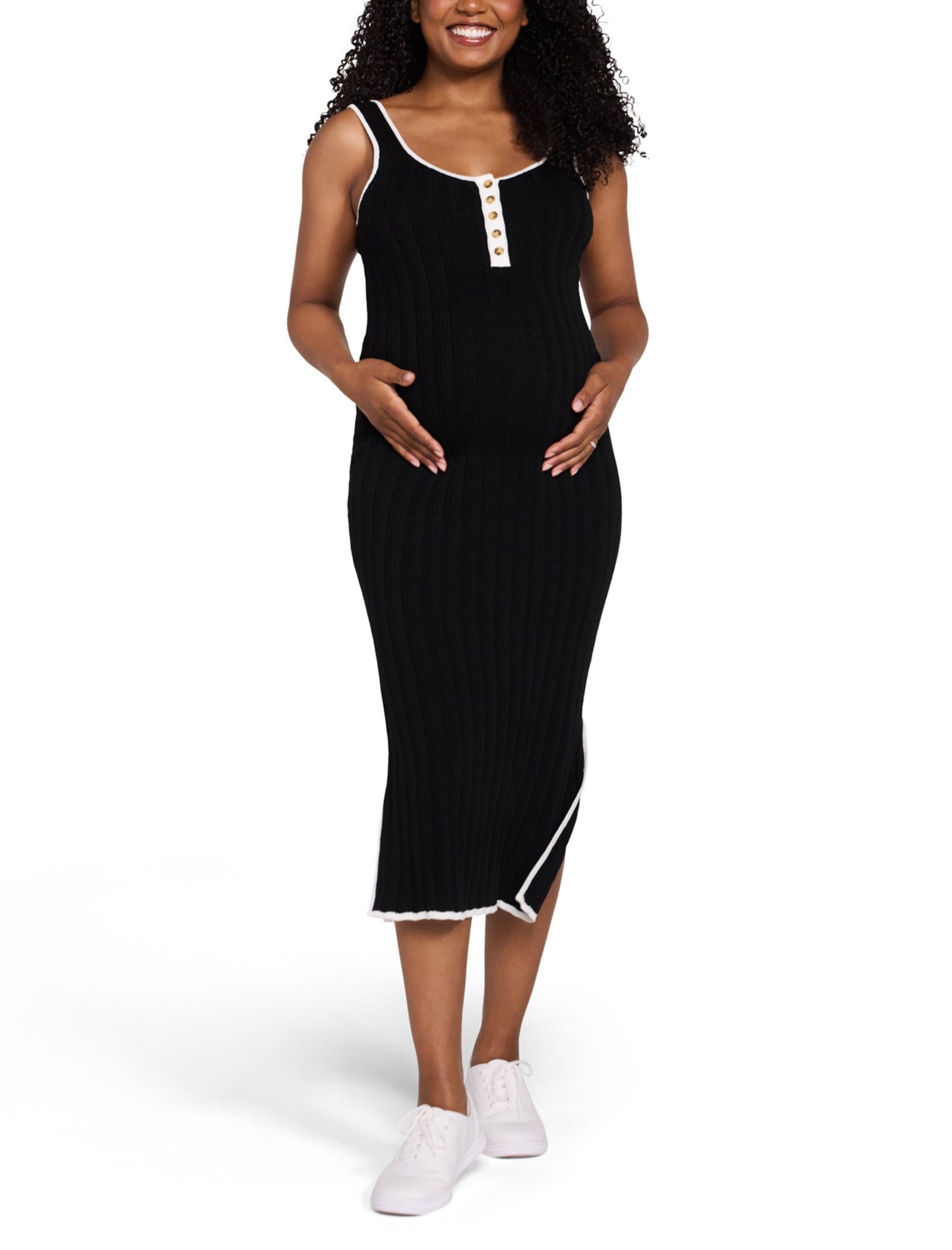 Женское платье миди Motherhood Maternity Sleeveless Nursing Henley