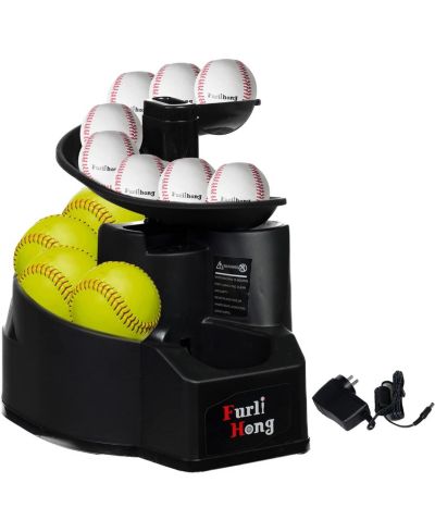 Furlihong Rechargeable Baseball and Softball Toss Machine with Height Adjustment and Extendable Ball Stacker for Hitting and Batting Practice